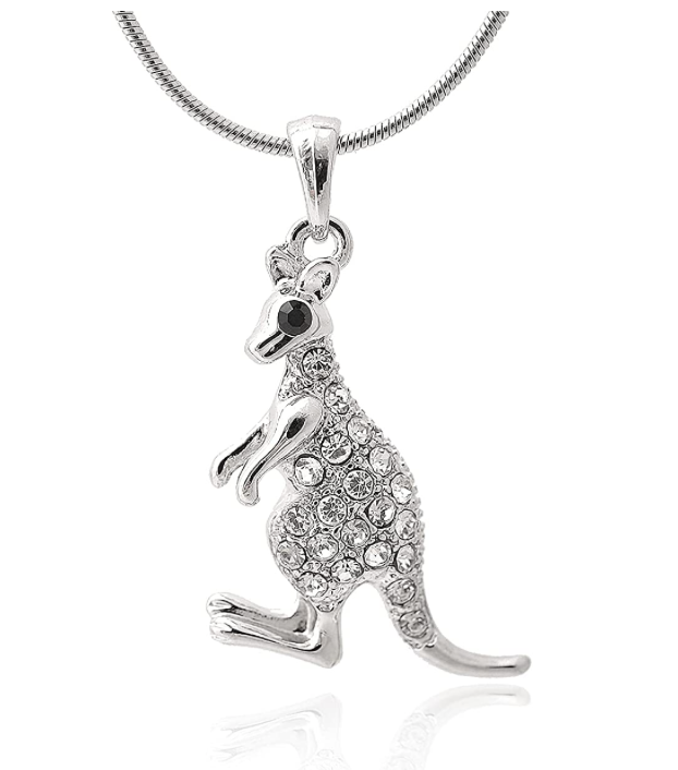 Diamond Kangaroo Necklace Kangaroo Pendant Australian Jewelry Chain Birthday Gift 18in.