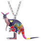 Colorful Kangaroo Necklace Love Flower Heart Kangaroo Pendant Australian Jewelry Chain Birthday Gift 22in.