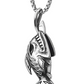 Shark Sharp Teeth Fish Skeleton Bone Pendant Anglerfish Jewelry Shark Necklace Fish Hook Chain Angler Fish Fisherman Birthday Gift Stainless Steel 30in.