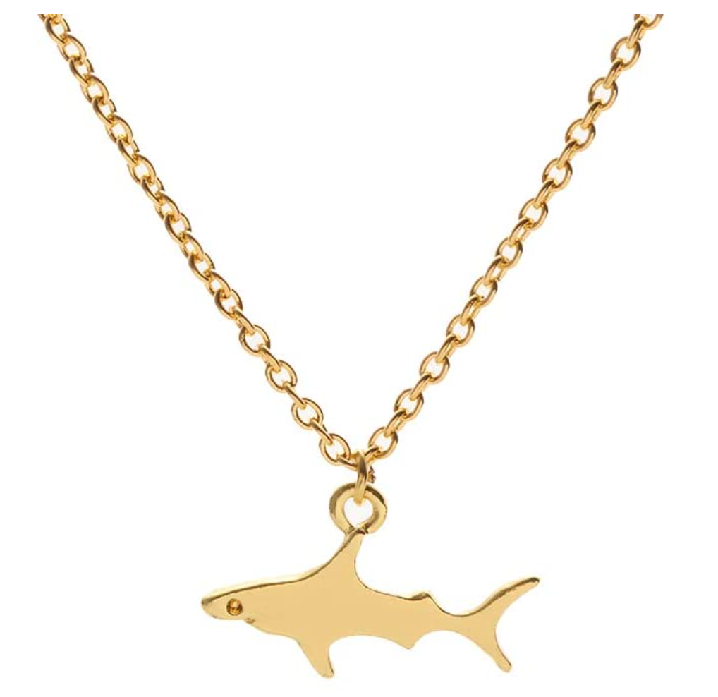 Small Shark Pendant Jewelry Shark Necklace Dainty Chain Gold Silver Birthday Gift 20in.