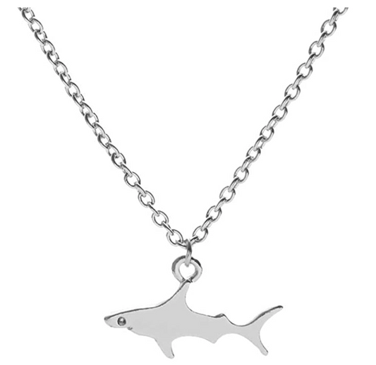 Small Shark Pendant Jewelry Shark Necklace Dainty Chain Gold Silver Birthday Gift 20in.