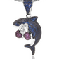 Silver Diamond Boxing Shark Pendant Jewelry Blue Shark Boxer Necklace Chain Iced Out 24in.