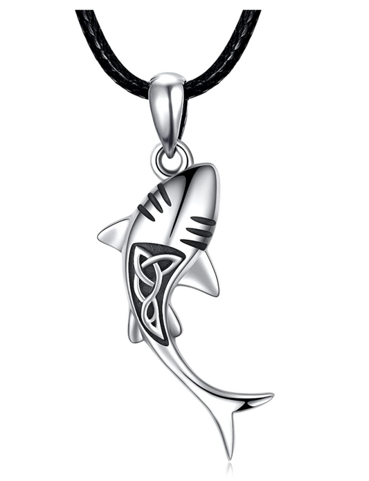 Celtic Knot Shark Pendant Jewelry Shark Necklace Chain Birthday Gift 925 Sterling Silver 20in.