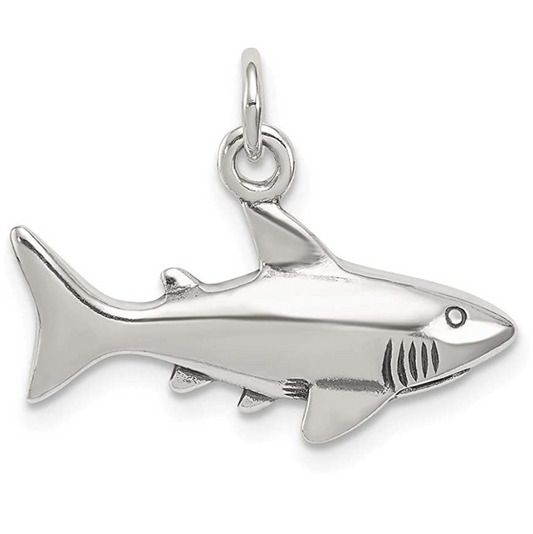 Shark Pendant Shark Lucky Charm Jewelry Birthday Gift 925 Sterling Silver