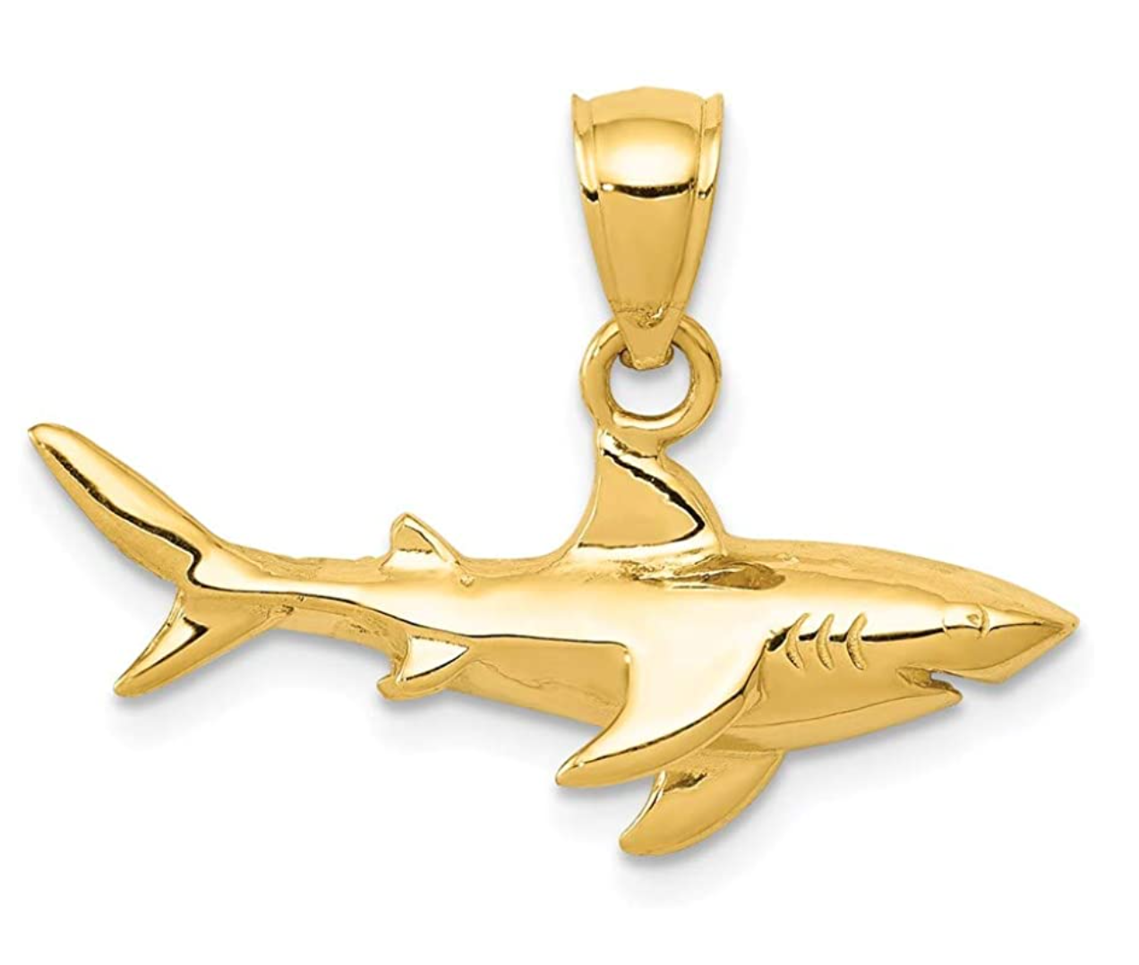 14K Gold Shark Pendant Shark Lucky Charm Jewelry Birthday Gift