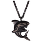 Gold Shark Pendant Shark Necklace Silver Black Stainless Steel Chain 24in.