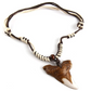 Brown Hawaiian Natural Shark Tooth Pendant Beaded Rope Cord Necklace Lucky Shark Tooth Fossil Bone Charm Chain Surfer Jewelry Birthday Gift 18 - 30in.