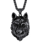 Gold Wolf Head Pendant Hunter Jewelry Wolf Necklace Silver Black Stainless Steel Chain Birthday Gift 24in.