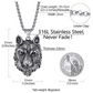 Silver Wolf Head Pendant Hunter Jewelry Wolf Necklace Gold Black Stainless Steel Chain Birthday Gift 24in.