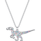 Girls Womens Dinosaur Pendant Dinosaur Chain Jewelry Crystal Diamond Charm Necklace Birthday Gift 18in.