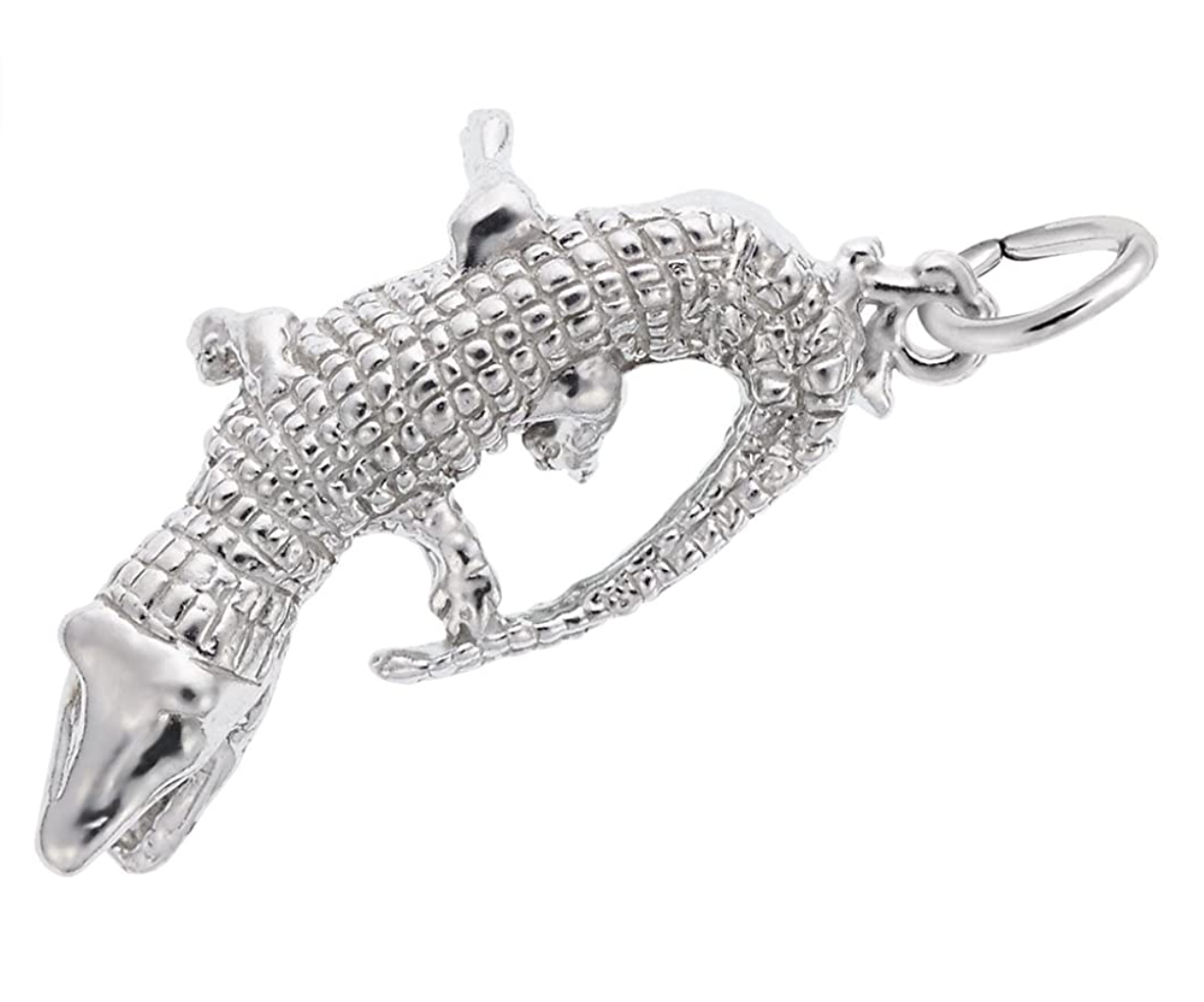 14K Gold Alligator Pendant Small Crocodile Charm Bracelet Gator Jewelry Birthday Gift 925 Sterling Silver