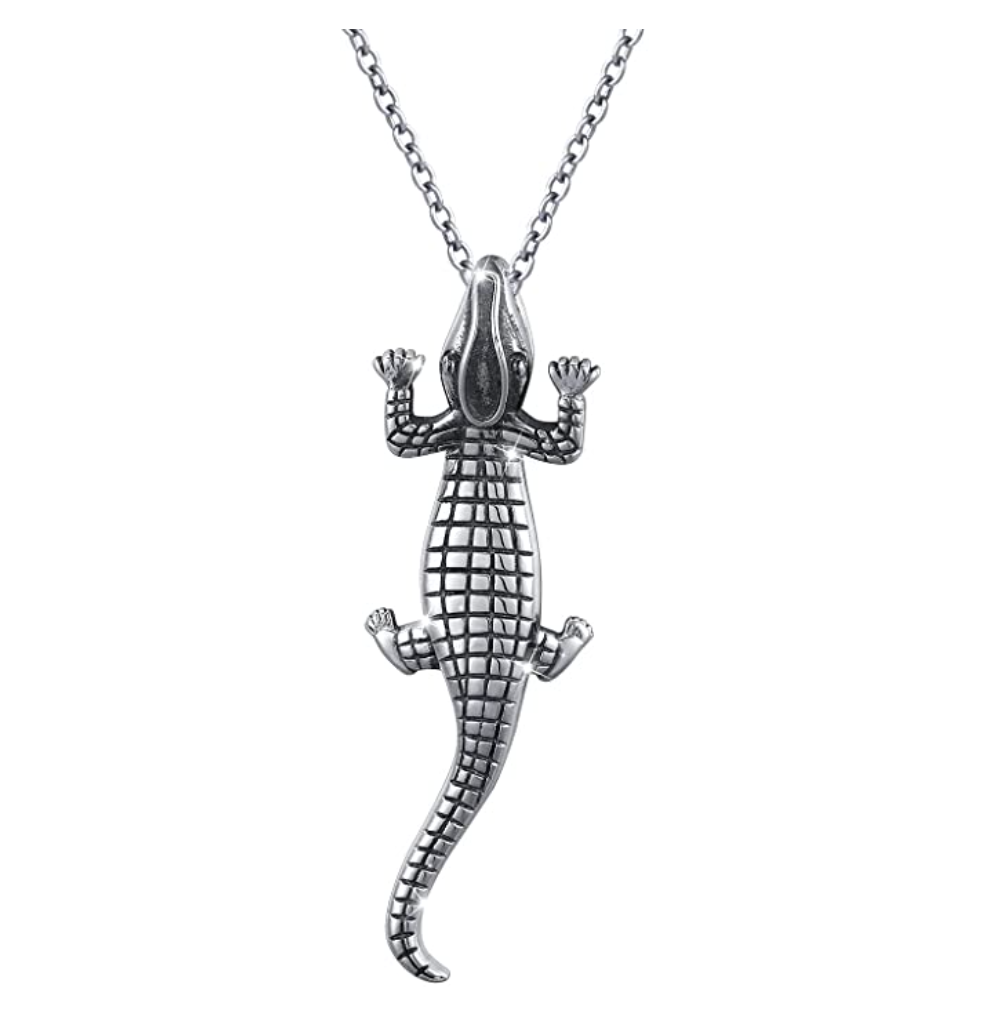 Alligator Pendant Crocodile Necklace Lizard Charm Gator Jewelry Birthday Gift 925 Sterling Silver Chain 20in.