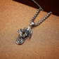 Black Gemstone Dragon Pendant Dragon Wing Chain Asian Chinese Japanese Necklace Dragon Jewelry Birthday Gift Silver Black Stainless Steel 24in.