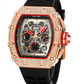 Black Red Silicone Band Watch Silver Gold Diamond Watch Hip Hop Rubber Band Bust Down Bling Iced Out Chronograph