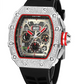 Black Red Silicone Band Watch Silver Gold Diamond Watch Hip Hop Rubber Band Bust Down Bling Iced Out Chronograph