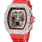 Red Black Silicone Band Watch Silver Gold Diamond Watch Hip Hop Rubber Band Bust Down Bling Iced Out Chronograph