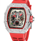Black Red Silicone Band Watch Silver Gold Diamond Watch Hip Hop Rubber Band Bust Down Bling Iced Out Chronograph
