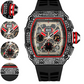 Black Red Silicone Band Watch Silver Gold Diamond Watch Hip Hop Rubber Band Bust Down Bling Iced Out Chronograph