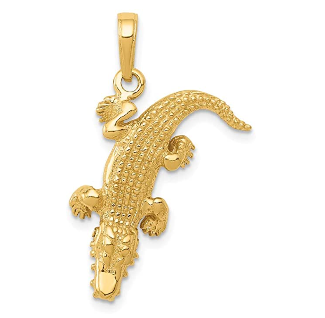 14K Gold Alligator Pendant Crocodile Charm Gator Jewelry Birthday Gift