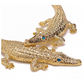 Blue Eyes Gold Crocodile Collar Lizard Necklace Pendant Statement Charm Chain Choker Gator Jewelry Birthday Gift 20in.