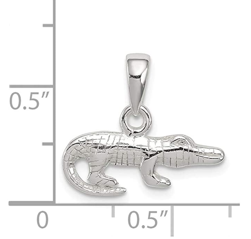 Small Alligator Pendant Crocodile Charm Gator Jewelry Birthday Gift 925 Sterling Silver