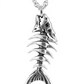 Fish Bones Necklace Fish Bones Pendant Fish Head Skull Jewelry Fisherman Birthday Gift Chain Stainless Steel 20in.