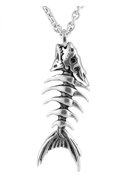 Fish Bones Necklace Fish Bones Pendant Fish Head Skull Jewelry Fisherm –  Gold Diamond Shop
