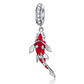 Diamond Koi Fish Charm Bracelet Lucky Pendant Asian Chinese Japanese Jewelry Fisherman Birthday Gift 925 Sterling Silver