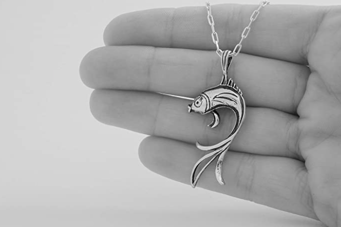 Butterfly Koi Fish Necklace Charm Pendant Heart Asian Chinese Japanese Jewelry Fisherman Birthday Gift 925 Sterling Silver