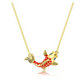 Dainty Koi Fish Necklace Lucky Gold Koifish Pendant Small Asian Chinese Japanese Jewelry Fisherman Birthday Gift 20in.