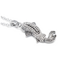 Diamond Koi Fish Necklace Lucky Koifish Pendant Silver Asian Chinese Japanese Jewelry Fisherman Birthday Gift Stainless Steel Chain 20in.