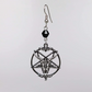 Silver Pentagram Earrings Baphomet Satanic Star Goat Head Inverted Cross Devil Demon Witch Wicca Jewelry Dangle Black Gothic Thelma Punk Rocker Earrings