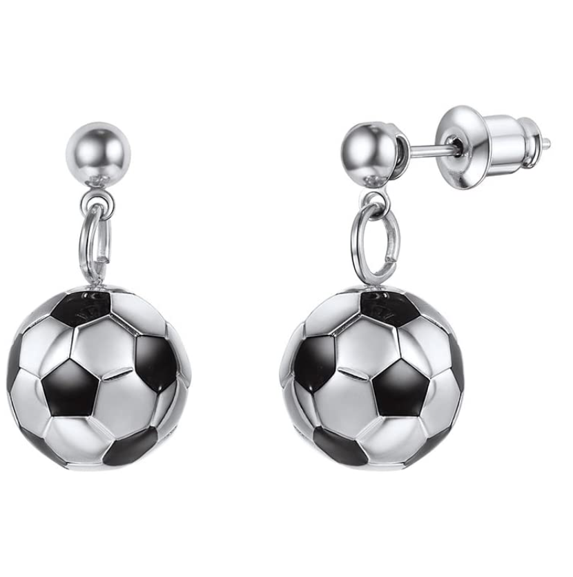 Womens Soccer Ball Earrings Set Soccer Ball Gold Silver Stainless Steel Earrings