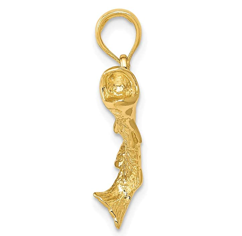 14K Gold Sea Charm Bracelet Bass Pendant Sea Bass Fish Jewelry Fisherman Birthday Gift