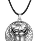 Horus Eye of Ra Beetle Necklace Scarab Beetle Pendant Medallion Winged Beetle Jewelry African Egyptian Birthday Gift Chain 20in.
