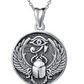 Horus Eye of Ra Scarab Beetle Necklace Beatle Pendant Medallion Winged Beetle Jewelry African Egyptian Birthday Gift 925 Sterling Silver Chain 20in.