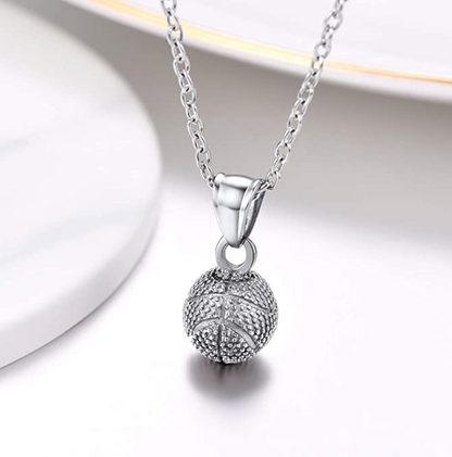 Basketball Necklace Pendant Set Basketball Gold Silver Black Stainless Steel Chain 24in.