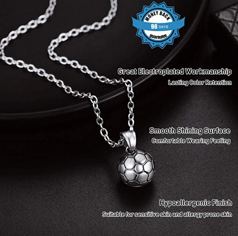 1pc Fashionable Soccer Ball Pendant Unisex Vintage Stainless Steel Chain  Necklace | SHEIN