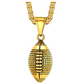 Football Necklace Pendant American Football Gold Silver Black Stainless Steel Chain Birthday Gift 24in.