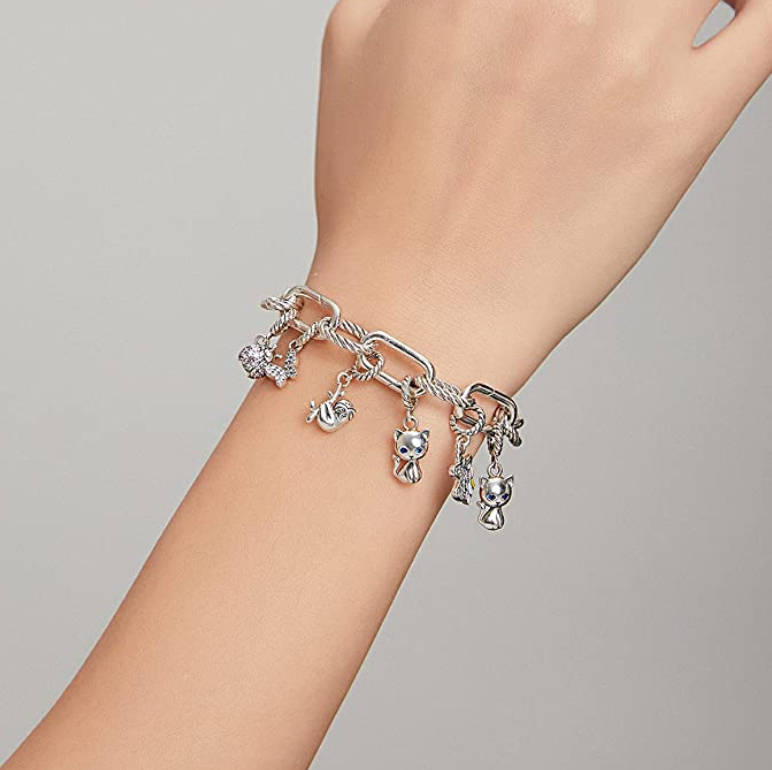 Cute Ladybug Charm Bracelet Pendant Diamond Lady Bug Jewelry Birthday Gift 925 Sterling Silver