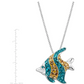 Tropical Fish Diamond Pendant Fish Necklace Blue Gold Fish Jewelry Fisherman Birthday Gift 925 Sterling Silver Chain 18in.