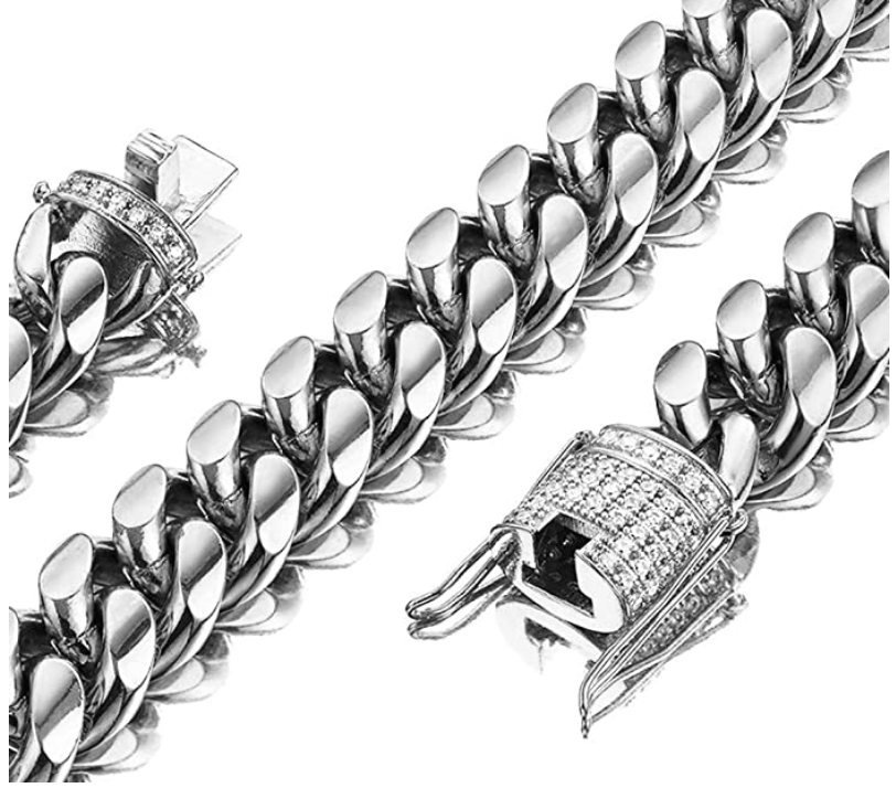 15mm Silver Tone Stainless Steel Cuban Link Chain Hip Hop Rapper Jewelry 16 - 30in.