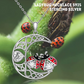 Ladybug Moon Heart Necklace Diamond Pendant  Laby Bug Moon Celtic Jewelry Lucky Chain Birthday Gift 925 Sterling Silver 20in.