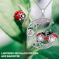 Ladybug Moon Heart Necklace Diamond Pendant  Laby Bug Moon Celtic Jewelry Lucky Chain Birthday Gift 925 Sterling Silver 20in.