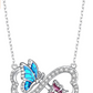 Blue & Purple Infinity Butterfly Necklace Diamond Pendant Butterfly Infinity Heart Jewelry Lucky Chain Birthday Gift 925 Sterling Silver 20in.