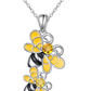 Yellow Bumble Bee Necklace Diamond Pendant BumbleBee Jewelry Lucky Chain Birthday Gift 925 Sterling Silver 20in.