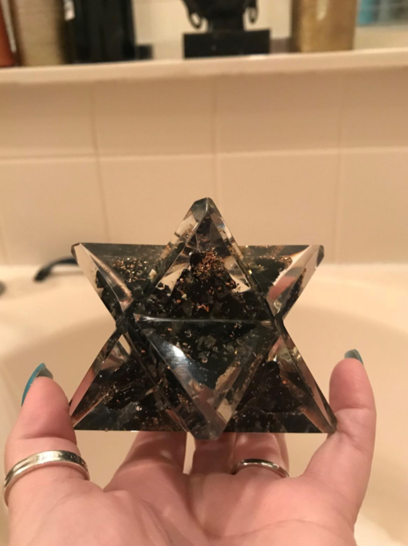 Black Tourmaline Merkaba Star Tetrahedron Necklace Pendulum Healing Reiki Pendant Sacred Geometry Kabbalah