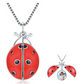 Cute Red Ladybug Locket Picture Necklace Pendant Lady Bug Photo Locket Jewelry Lucky Chain Birthday Gift 925 Sterling Silver 20in.