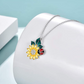 Yellow Sunflower Ladybug Diamond Necklace Pendant Ladybug Daisy Flower Jewelry Lucky Chain Birthday Gift 925 Sterling Silver 20in.