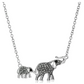 Elephant Family Diamond Necklace Pendant Baby Elephant Jewelry Lucky Chain Birthday Gift 925 Sterling Silver 20in.